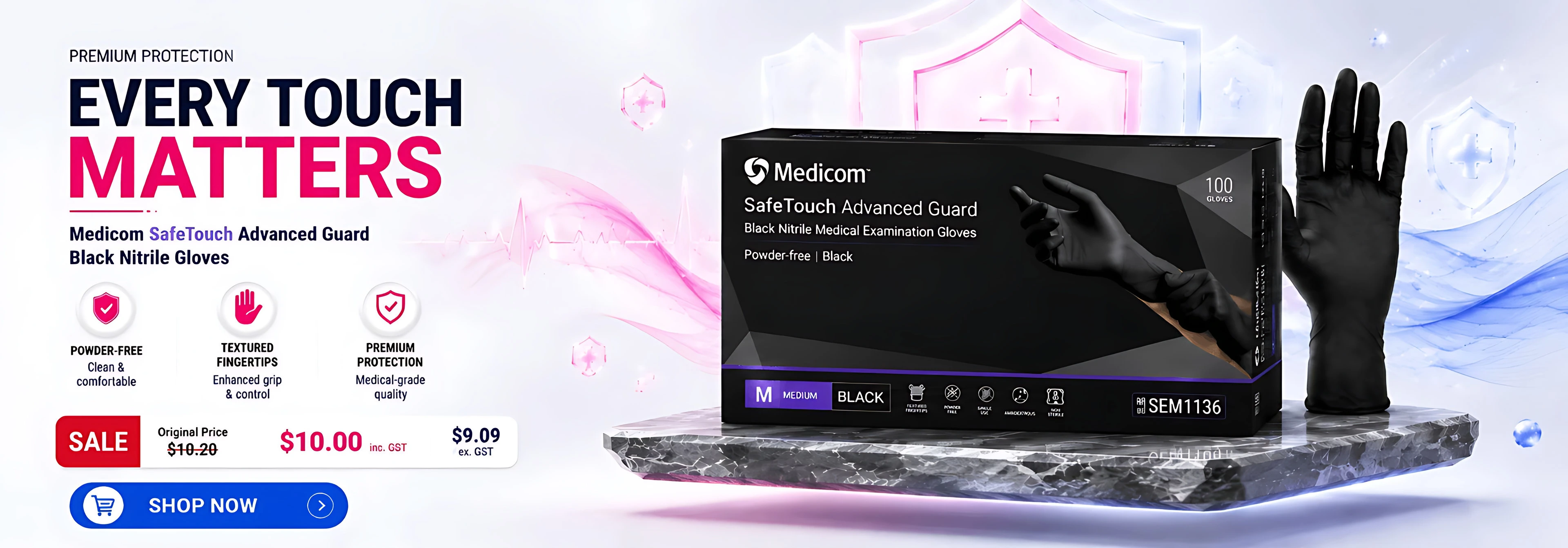 Medicom SafeTouch Advanced Guard black nitrile gloves