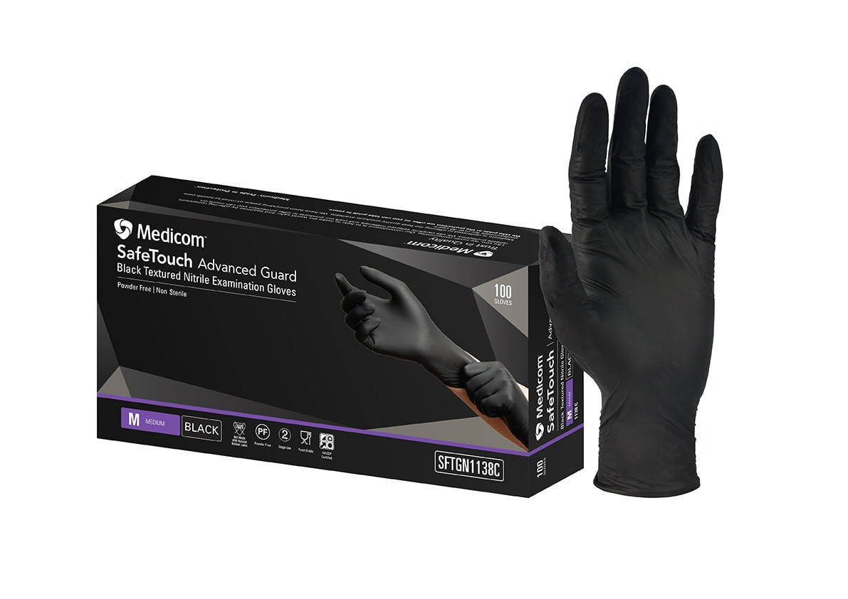Medicom Black Nitrile Disposable Gloves