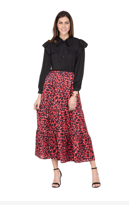 Red Leopard Maxi Skirt