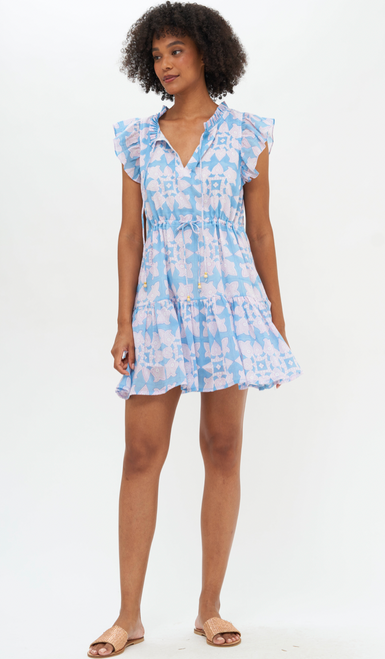 Cinched Flirty Mini- Sky