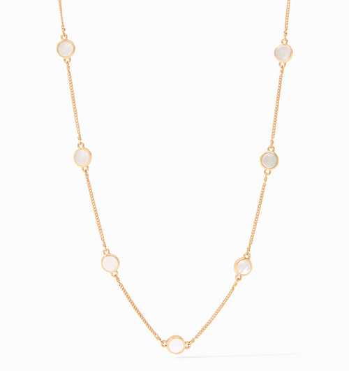 N287GMPL00, Valencia Delicate Station Necklace, Gold Mother of Pearl