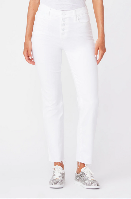 Cindy Exposed button Fly Raw Hem- Crisp Blanc