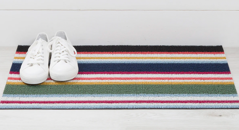Shag Shuffle Stripe Petunia Indoor/Outdoor Floor Mats