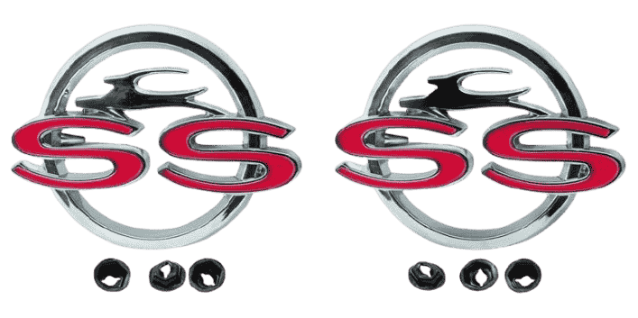 New 1962 Impala Quarter Panel "SS" Emblems Pair.