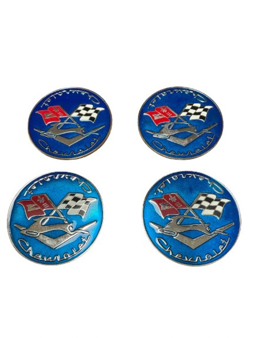 New Blue Chrome Impala Knock-off Center Chips Set