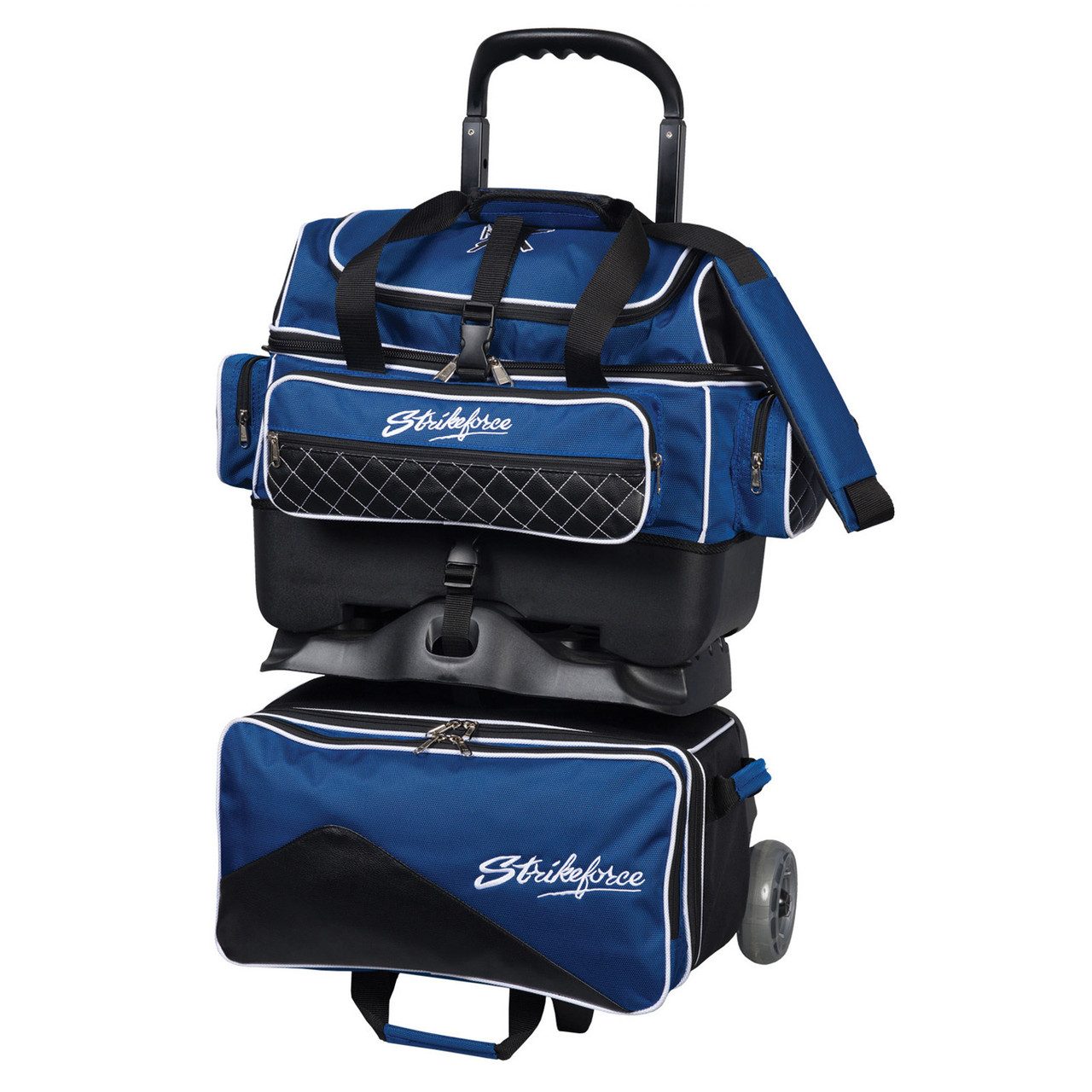 KR Strikeforce Royal Flush Black/Blue 4 Ball Roller Bowling Bag