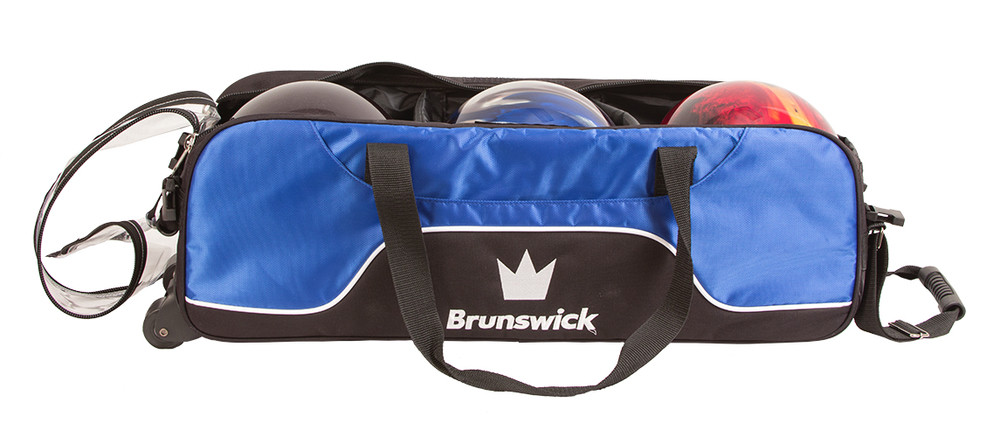 Brunswick Crown Black/Blue 3 Ball Tote Bowling Bag