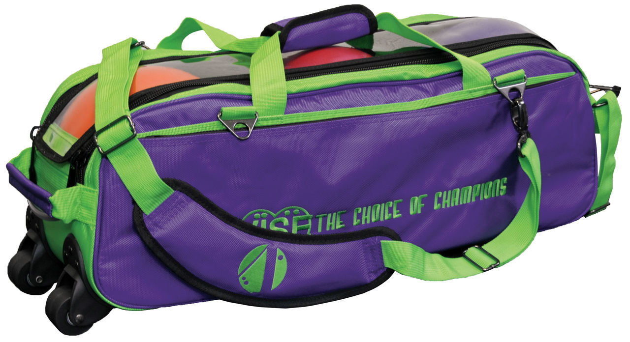 Vise 3 Ball Clear Top Tote Roller Purple/Green Bag