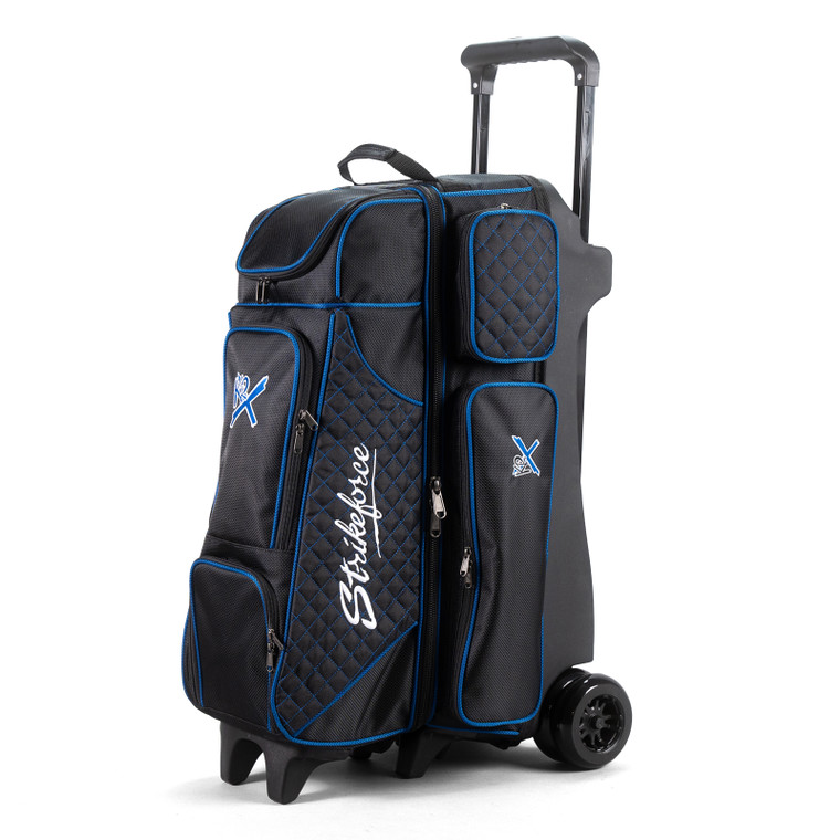 KR Strikeforce Royal Flush Black/Blue 4x4 4 Ball Roller Bowling Bag
