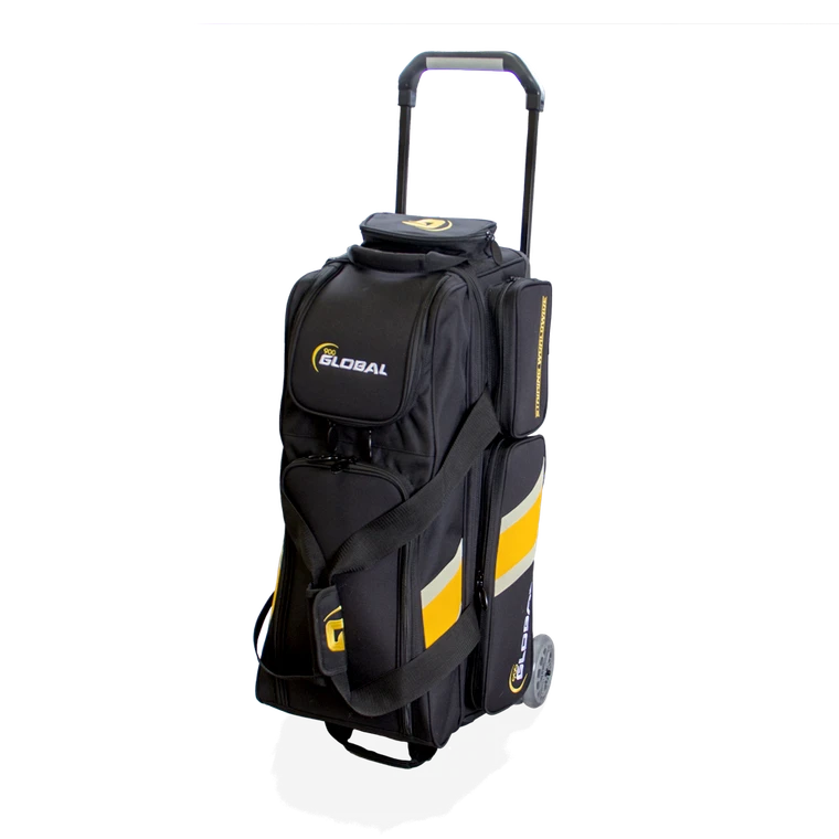 900 Global Black/Gold Deluxe 3 Ball Roller Bowling Bag