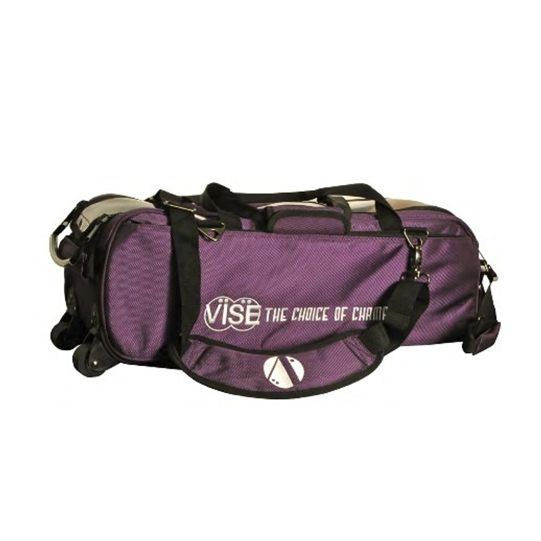 Vise 3 Ball Clear Top Tote Roller Purple Bowling Bag