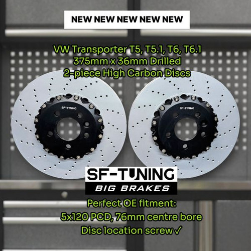 2-PIECE 375mm Front Brake discs for VW T5, T5.1, T6, T6.1