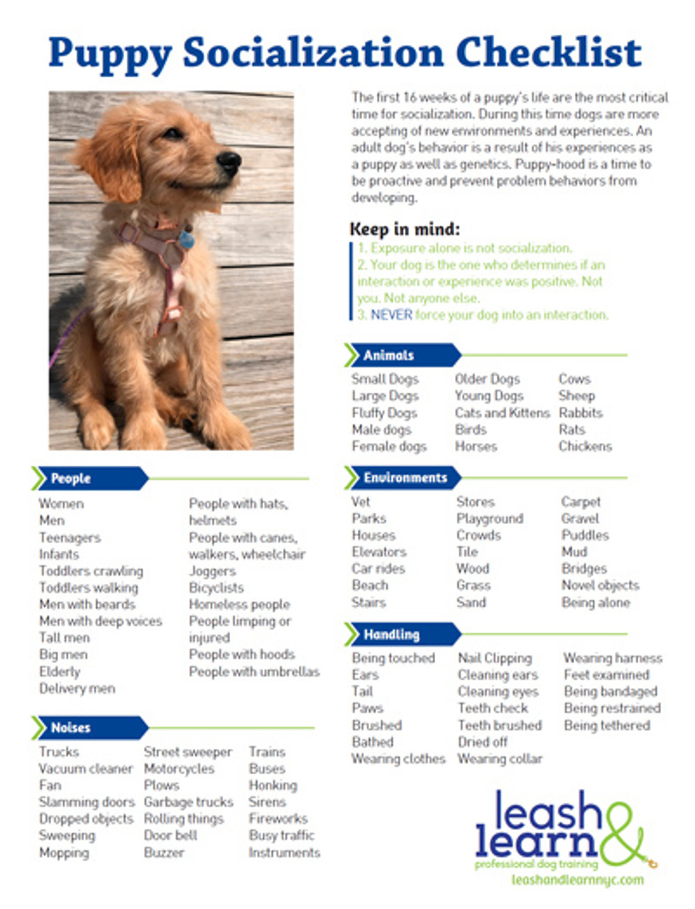 Puppy Socialization Checklist 100 Sheet 