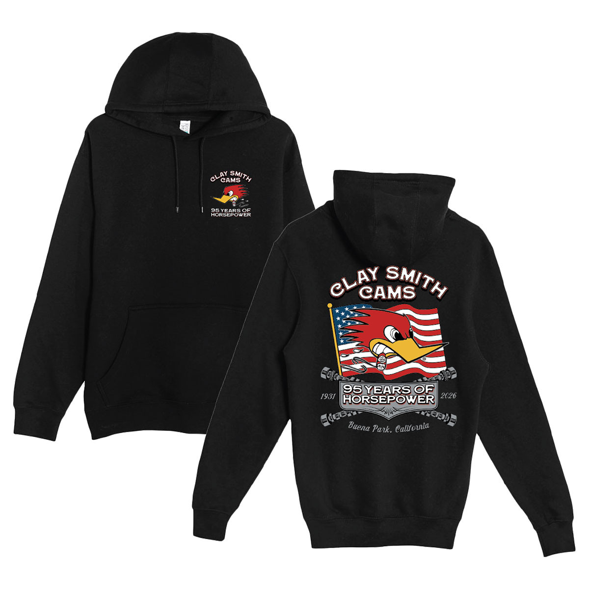 95 Years of Horsepower Black Anniversary Hoodie Sweatshirt - Clay