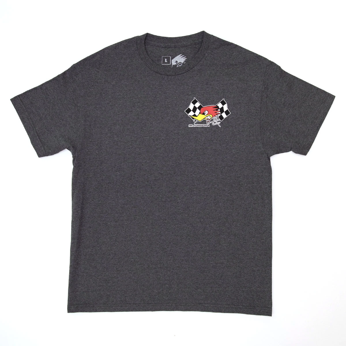 Heather Gray Mr. Horsepower with Checkered Flags T-Shirt - Clay