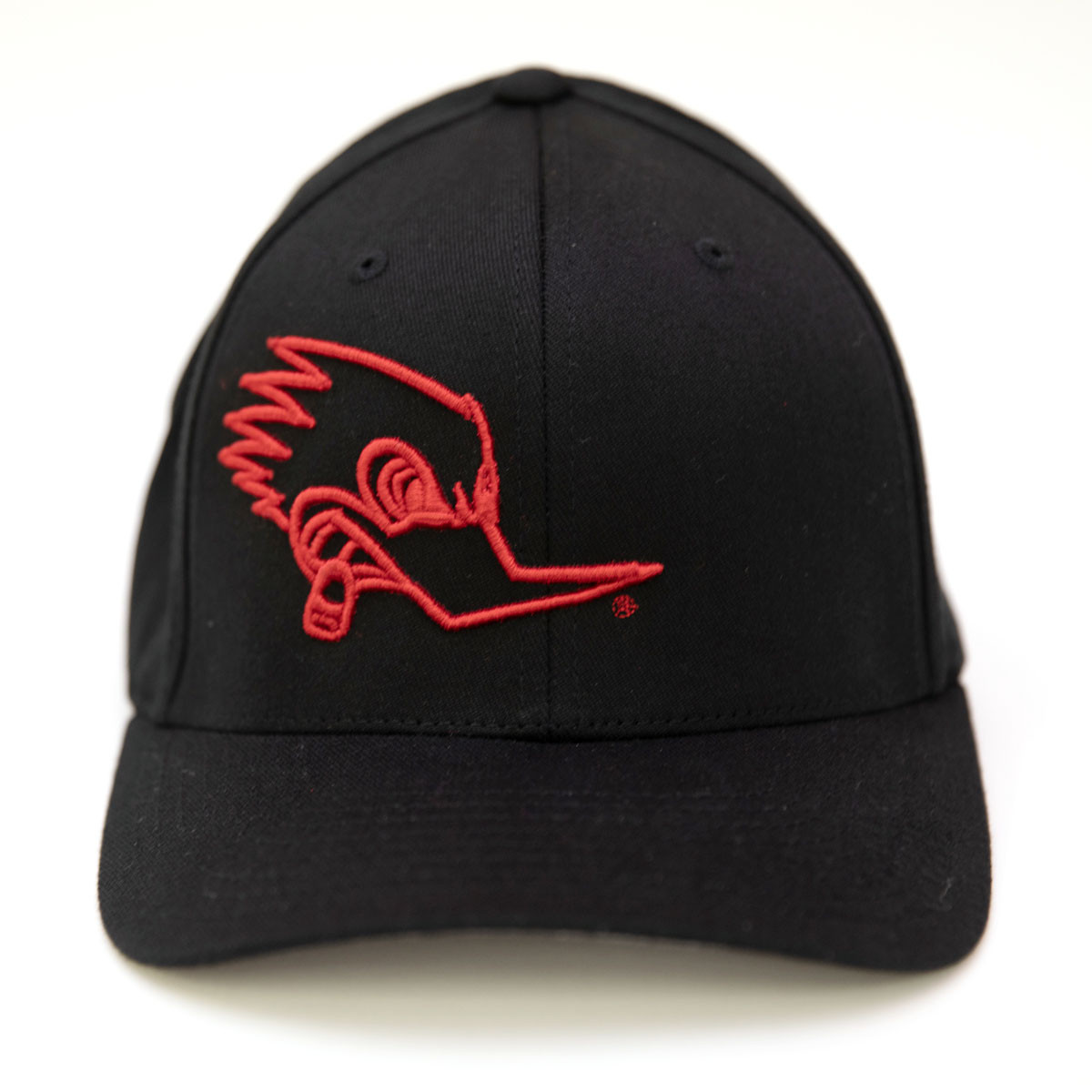 Mr. Horsepower Red Outline Logo Black Flex Fit Hat - Clay Smith