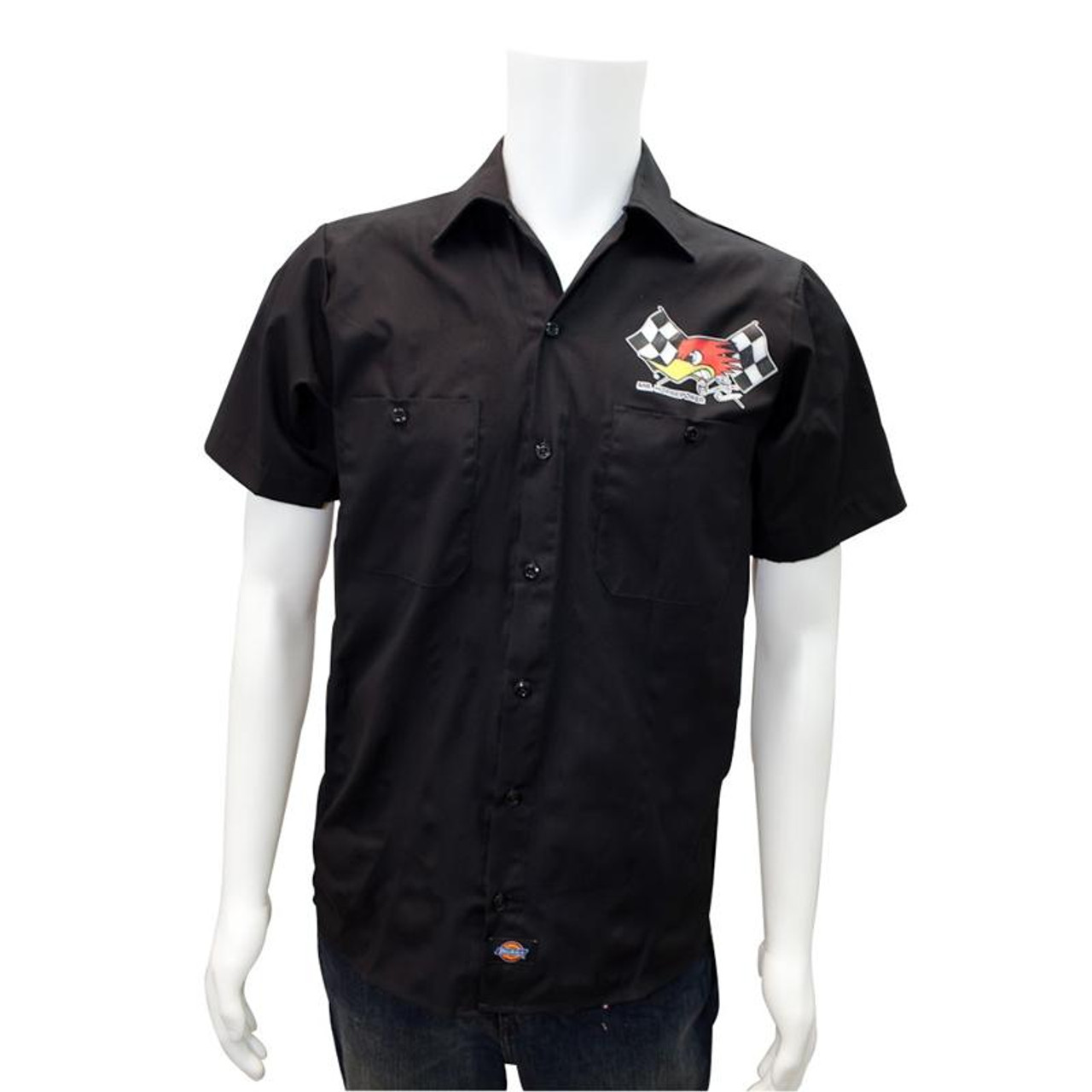 Mr. Horsepower Black Checkered Flag Work Shirt - Clay Smith Cams
