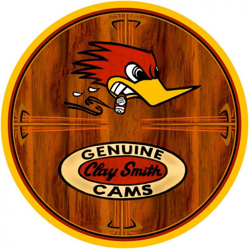 Vintage Woody Style Genuine Clay Smith Cams - Round Metal Sign