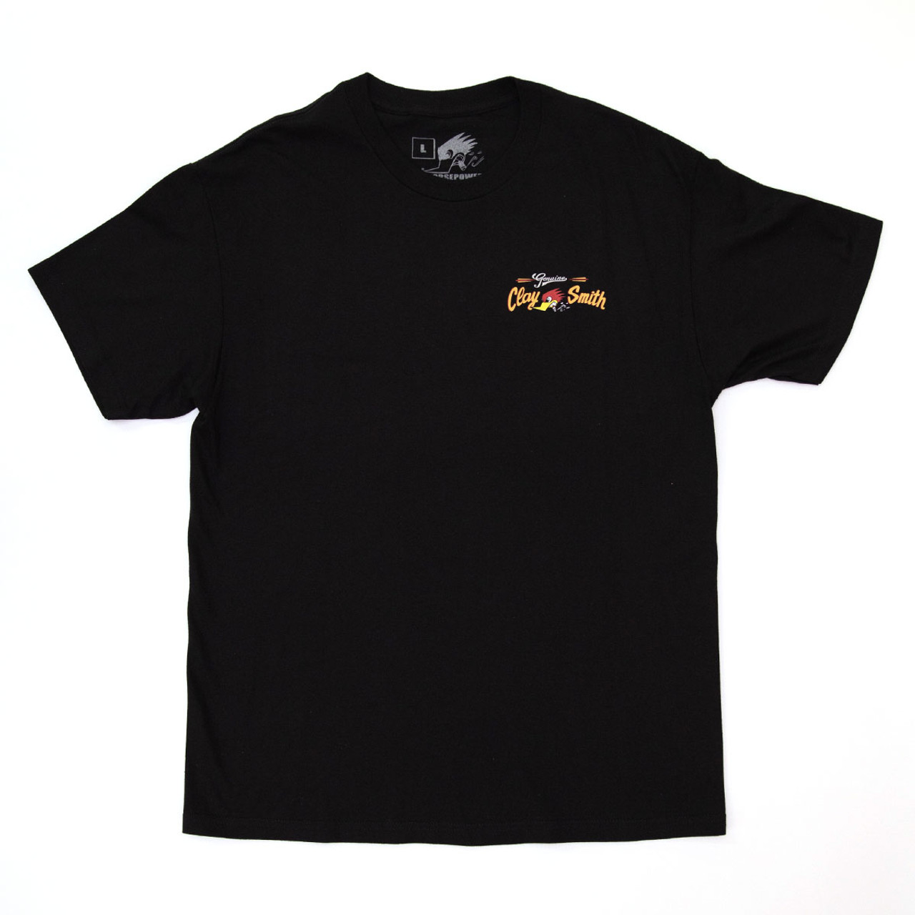 CLAY SMITH CAMS ブラックパーカー Genuine Clay Smith Cams Black Shirt with Mr. Horsepower Logo