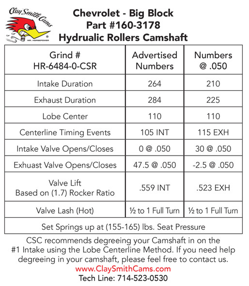 Cam Card #160-3178 Cam Card #160-3178