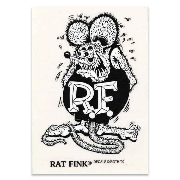 Rat Fink Sticker - Large - Black & White - Clay Smith Engineering