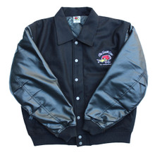 Clay Smith Cams Black Varsity Jacket with Leather Sleeves Clay Smith Cams Black Varsity Jacket with Leather Sleeves