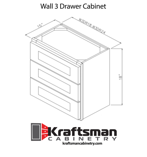 Wall 3 Drawer Cabinet Summit White Shaker Kraftsman Cabinetry