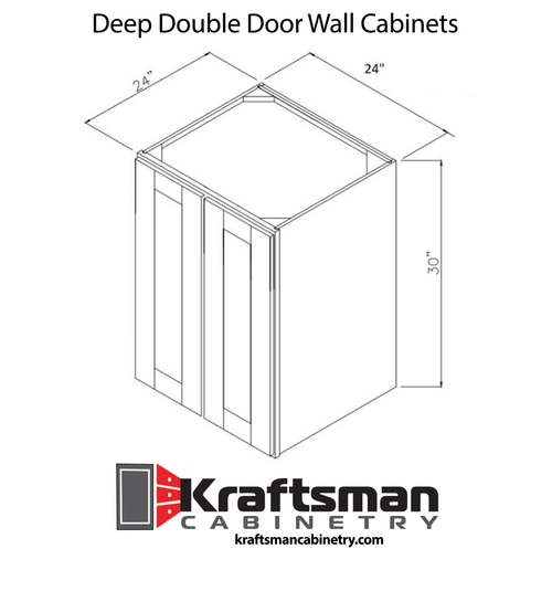 24 Inch Deep Double Door Wall Cabinets Summit Platinum Shaker Kraftsman Cabinetry