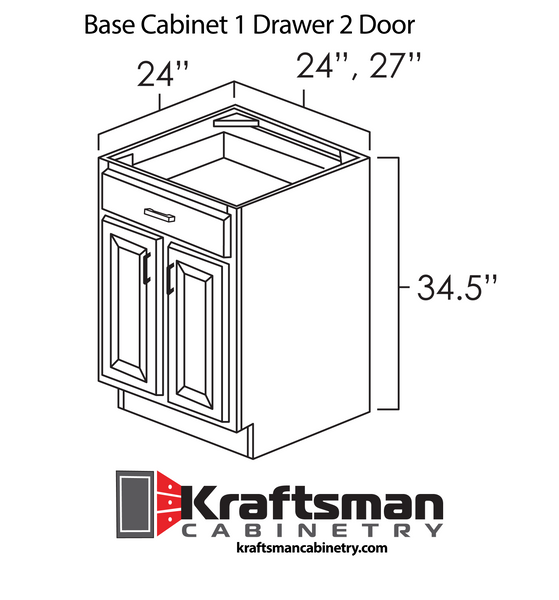 Base Cabinet 1 Drawer 2 Door Summit Platinum Shaker Kraftsman Cabinetry