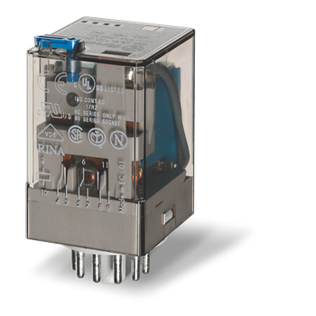 3PDT  10A  Plug-in Relay c/w PtTB, diode, MI & LED 24vdc