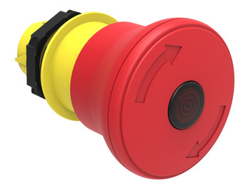 ILLUM. MUSHROOM PLASTIC LATCH, TWIST TO RELEASE 40mm RED ISO 13850