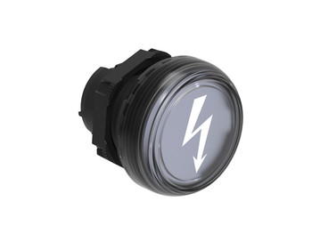PILOT LIGHT HEAD PLASTIC W/'ELECTRIC SHOCK SYMBOL' TRANSPARENT
