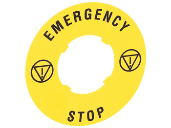 YELLOW LEGEND DISK 60mm 'EMERGENCY STOP'