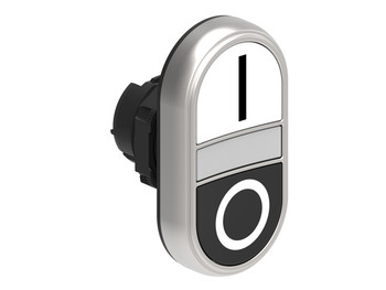 ILLUM. DBLE P.B. FLUSH PLASTIC MOMENT. W/'I-O' WHITE/BLACK