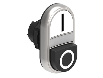 ILLUM. DBLE P.B. 1 FLUSH & 1 EXT. PLASTIC MOMENT. W/'I-O' WHITE/BLACK