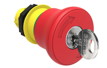 MUSHROOM PLASTIC LATCH, TURN KEY TO RELEASE R421E 40mm RED