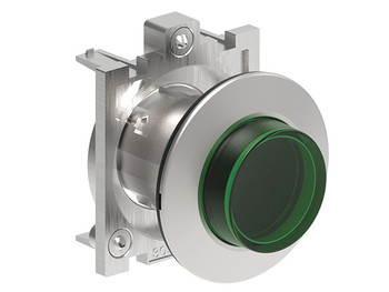 ILLUM. P.B. FLAT EXT. METAL MOMENTARY GREEN