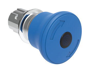 ILLUM. MUSHROOM BUTTON METAL MOMENT. 40mm TURN BLUE