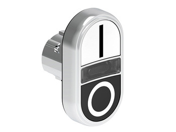 ILLUM. DBLE P.B. FLUSH METAL MOMENT. W/'I-O' WHITE/BLACK