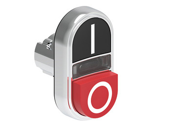 ILLUM. DBLE P.B. 1 FLUSH & 1 EXT. METAL MOMENT. W/'I-O' BLACK/RED