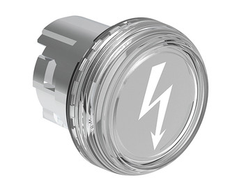 PILOT LIGHT HEAD METAL W/'ELECTRIC SHOCK SYMBOL' TRANSPARENT