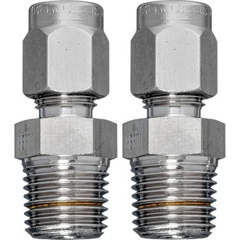 Pipe connector, Brass, Pipe 0.24" [6 mm] to 1/4" NPT (external thread), Set of 2 pcs.