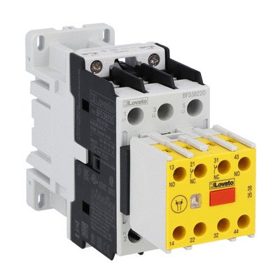 3P SAFETY CONTACTOR 38A AUX CONTACTS 2NO+2NC 24V DC COIL