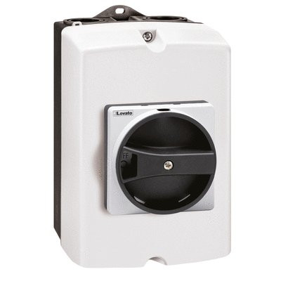 ENCLOSED DISC. 25A W/ROTATING BLACK HANDLE FOR PHOTOVOLTAIC APPS