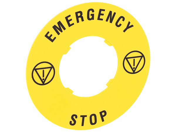 YELLOW LEGEND DISK 60mm 'EMERGENCY STOP'