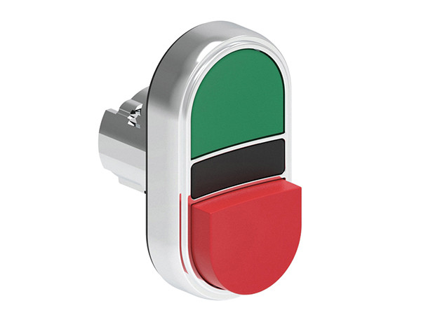 DBLE P.B. 1 FLUSH & 1 EXT. METAL MOMENTARY GREEN/RED