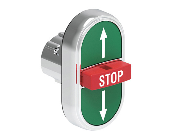 TRIPLE P.B. 2 FLUSH & 1 EXT. METAL MOMEN. W/'UP ARROW/STOP/DOWN ARROW' G/R/G