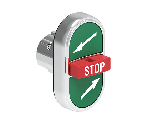 TRIPLE P.B. 2 FLUSH & 1 EXT. METAL MOMEN. W/'TOP RIGHT ARROW/STOP/BOTTOM LEFT ARROW' G/R/G