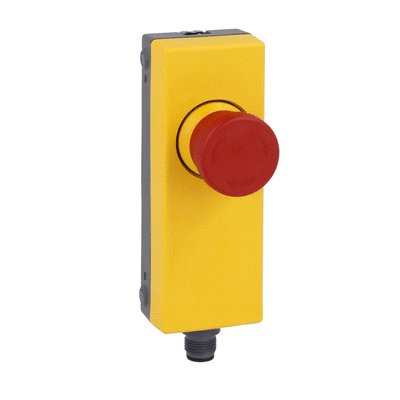 CTRL STAT YELLOW P.B. MUSHROOM RED LATCH, TWIST TO RELEASE 40mm ISO 13850 2NC