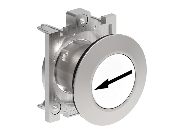 P.B. FLAT FLUSH METAL MOMENT. W/ARROW RIGHT/LEFT WHITE
